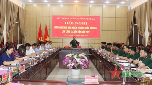 Bộ CHQS tỉnh Nghệ An hiệp đồng hành quân dã ngoại  làm công tác dân vận năm 2022